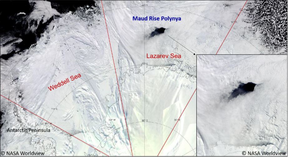 Le trou dans la banquise au large de la côte antarctique a été repéré par un satellite de la NASA le 25 septembre 2017.